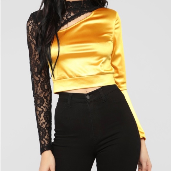 Fashion Nova Satin/Lace Crop Top - Picture 2 of 3